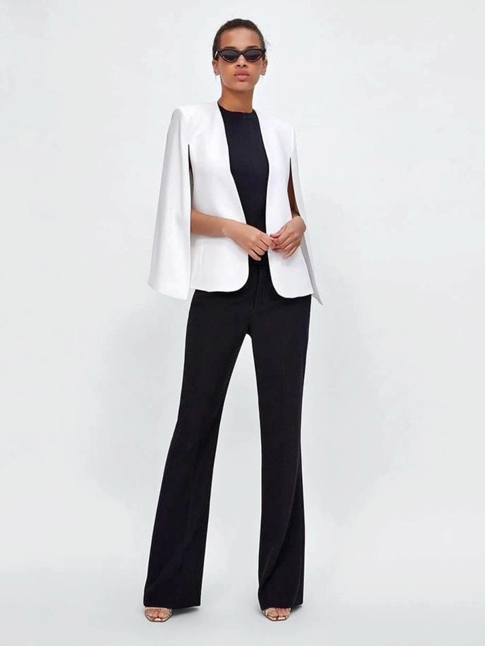 Zara White Cape Blazer